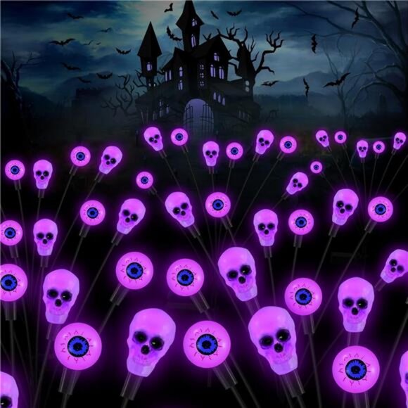 Solar Lights Outdoor,Halloween Decorations Outdoor, Scary Eyeball Lights, 4PACKS - Picture 1 of 7